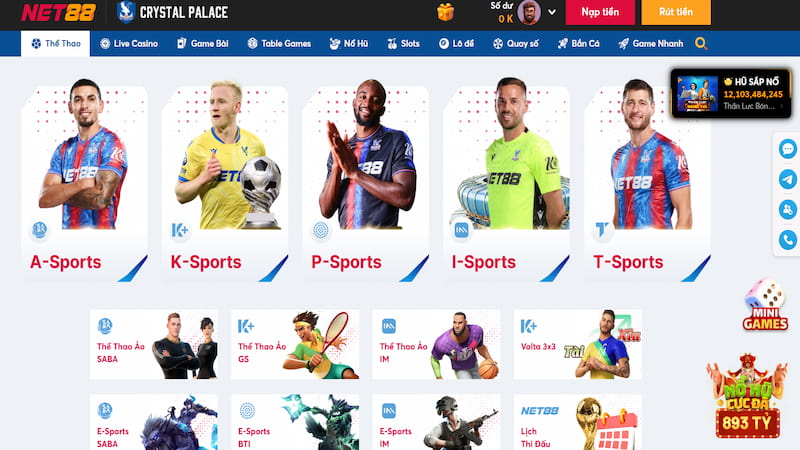 Danh mục thể thao và eSports tại nhà cái Net88